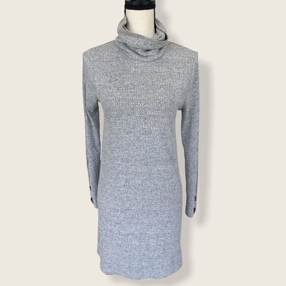 Neely Turtleneck Ribbed Sweater Dress Heather Gray Size Small - Picture 2 of 12